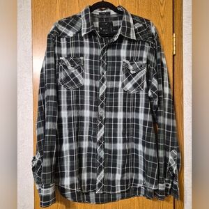 BKE Green/Black Athletic Fit Plaid Shirt XXL